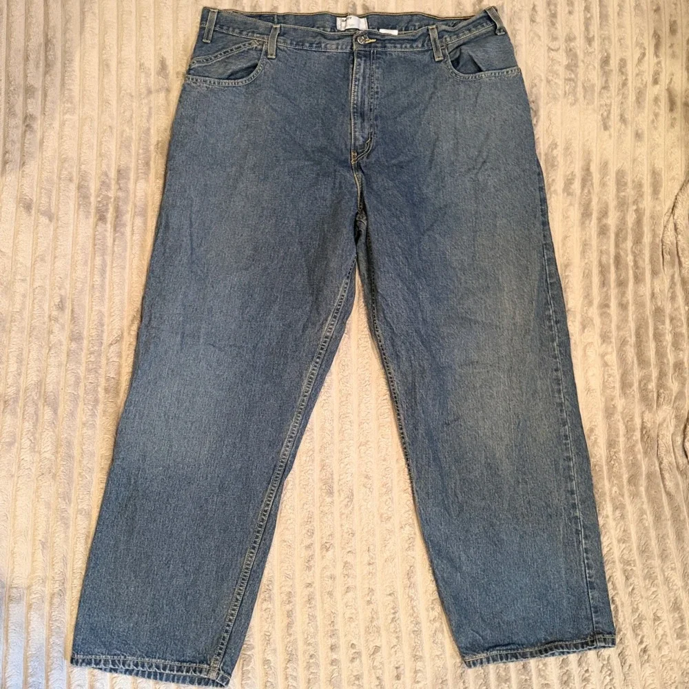 Levis SilverTab Baggy Jeans Mens 42x32 Blue Medium Wash Relaxed Wide Leg Denim